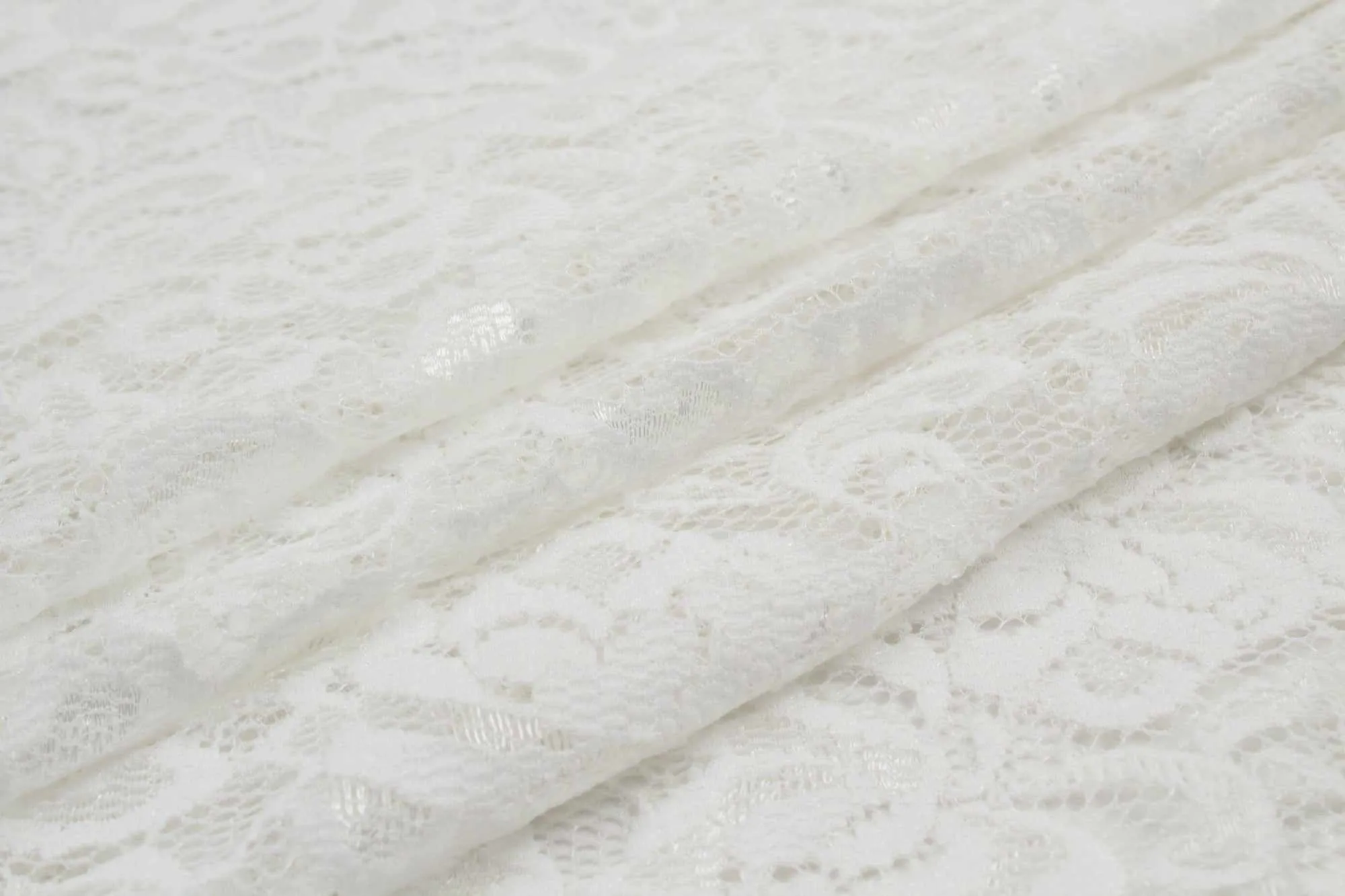 10 Mts Roll - Stretch Lace with Floral Pattern (White) - OFFER: 7€/MT