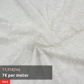 10 Mts Roll - Stretch Lace with Floral Pattern (White) - OFFER: 7€/MT