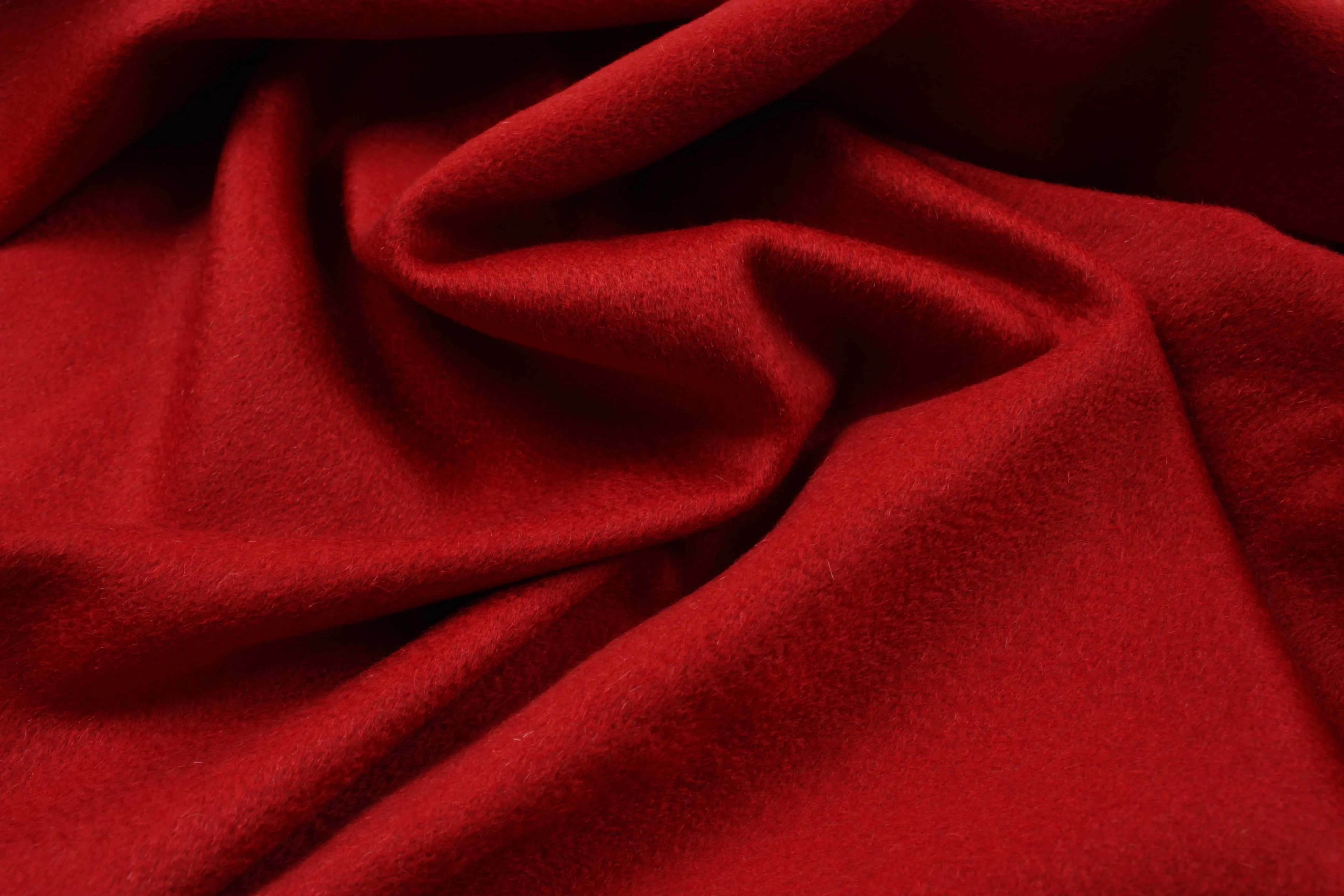 100% Cashmere Coat Fabric - Brushed, Soft, Luxurious, Red