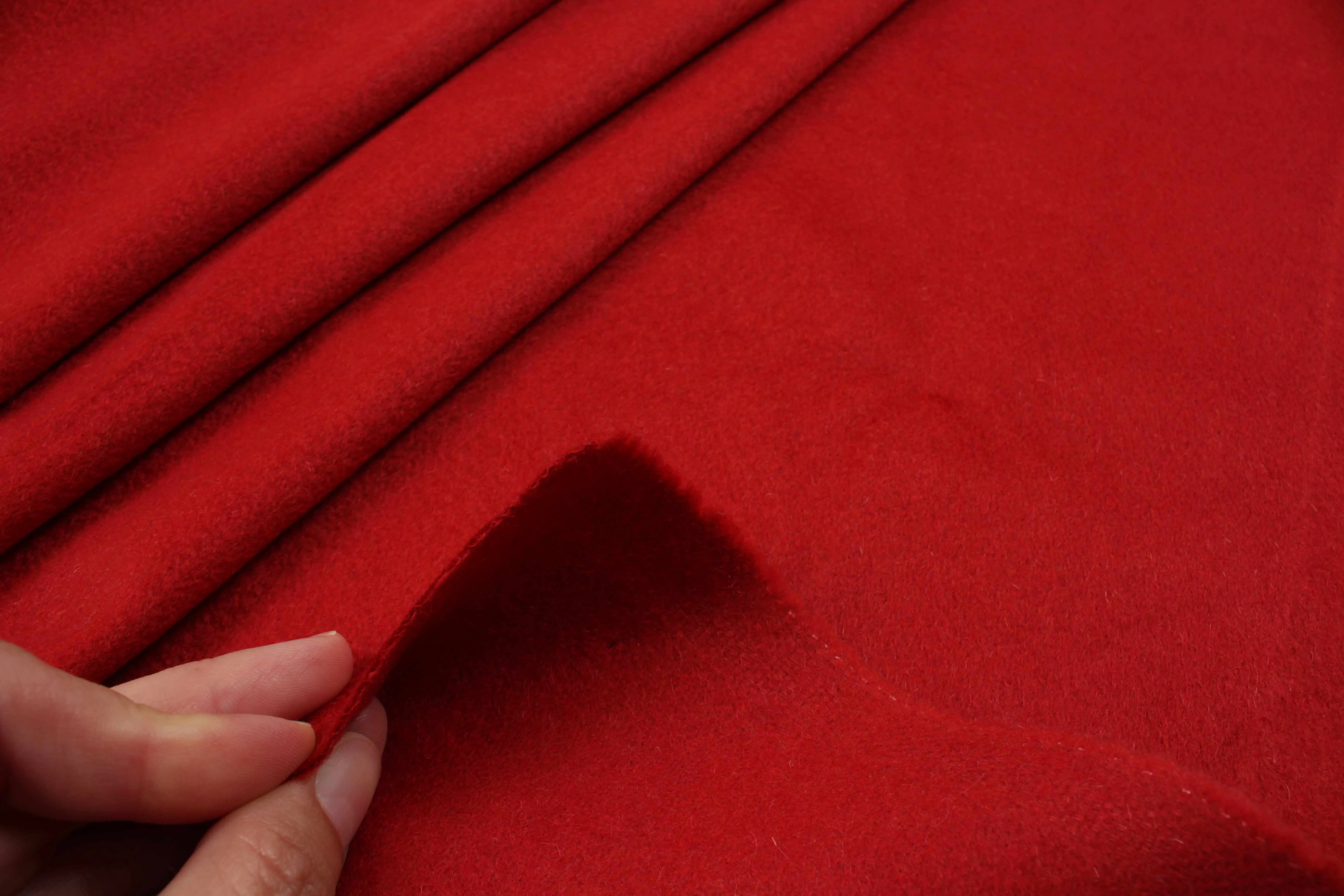 100% Cashmere Coat Fabric - Brushed, Soft, Luxurious, Red