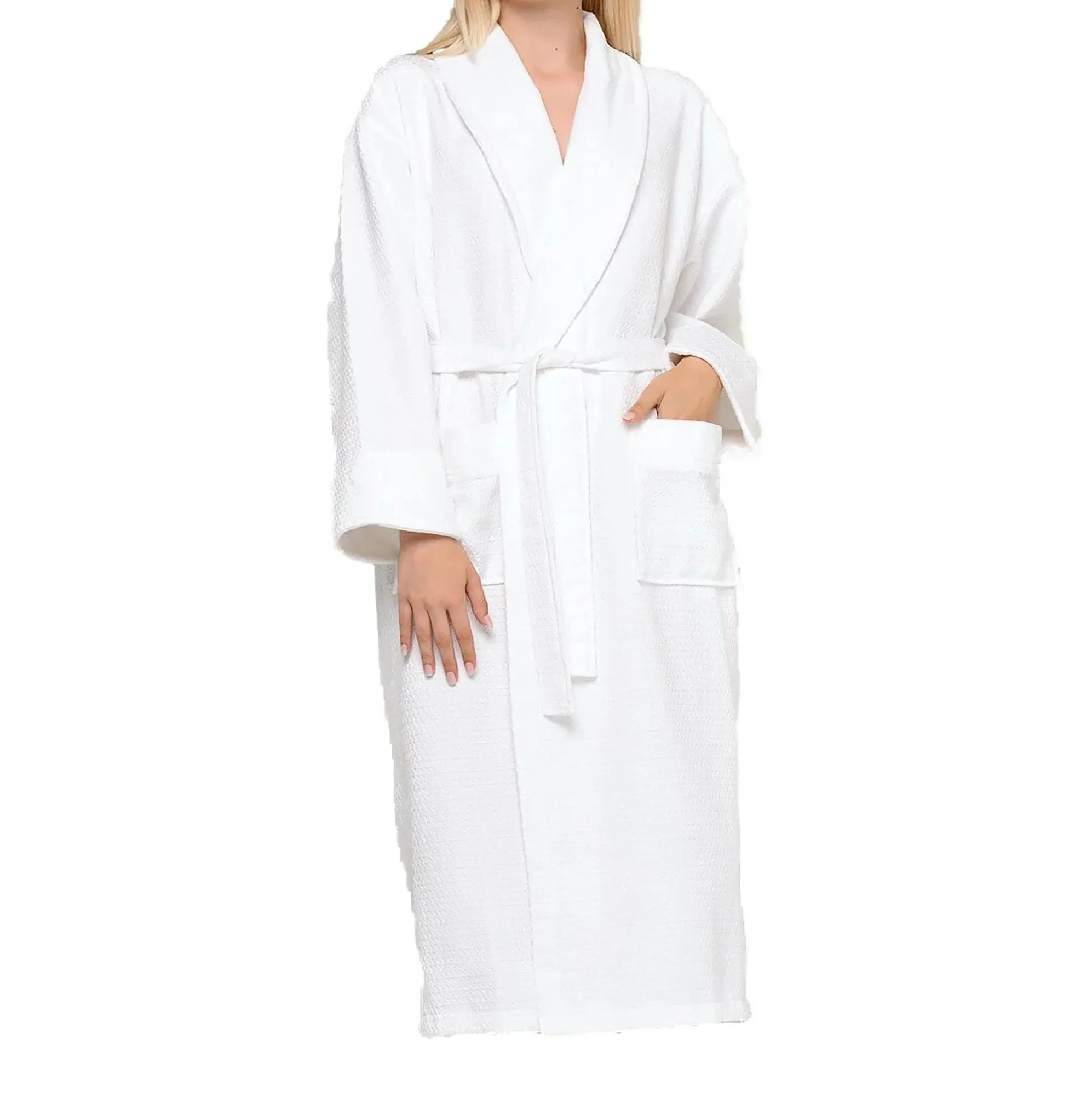 100% Turkish Cotton Waffle With Velour Shawl Robe