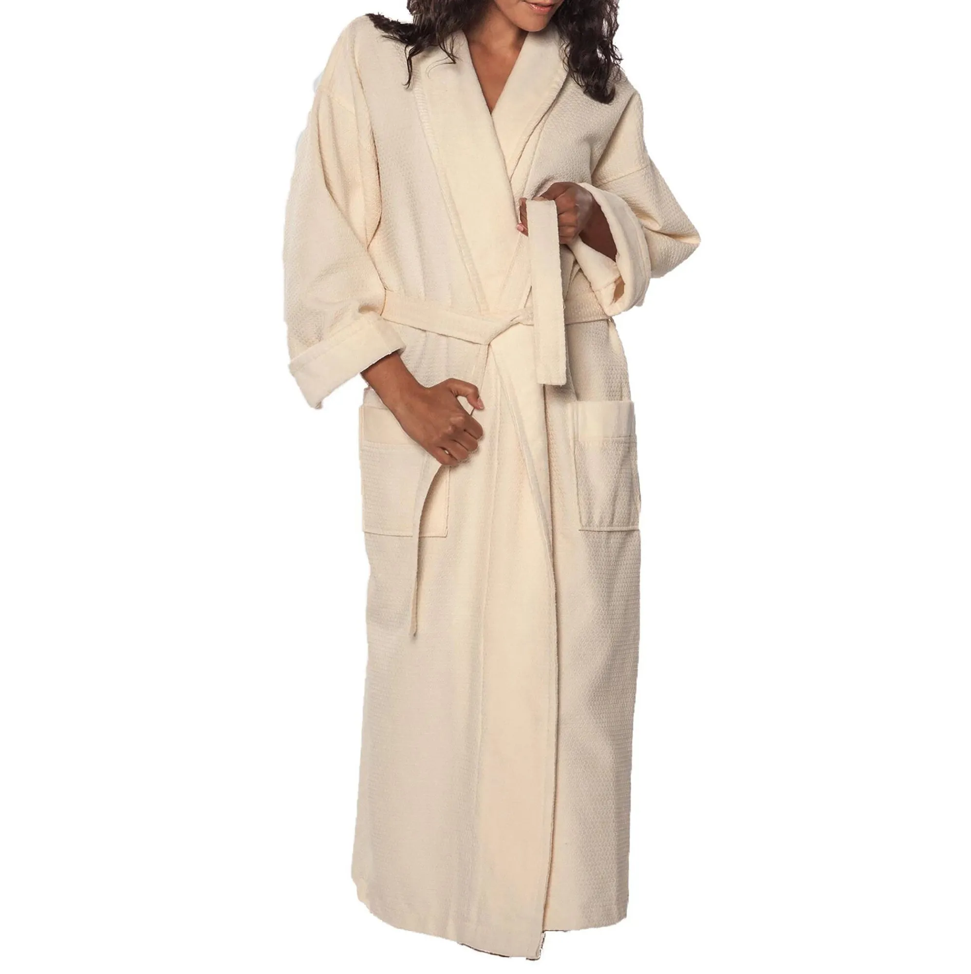 100% Turkish Cotton Waffle With Velour Shawl Robe