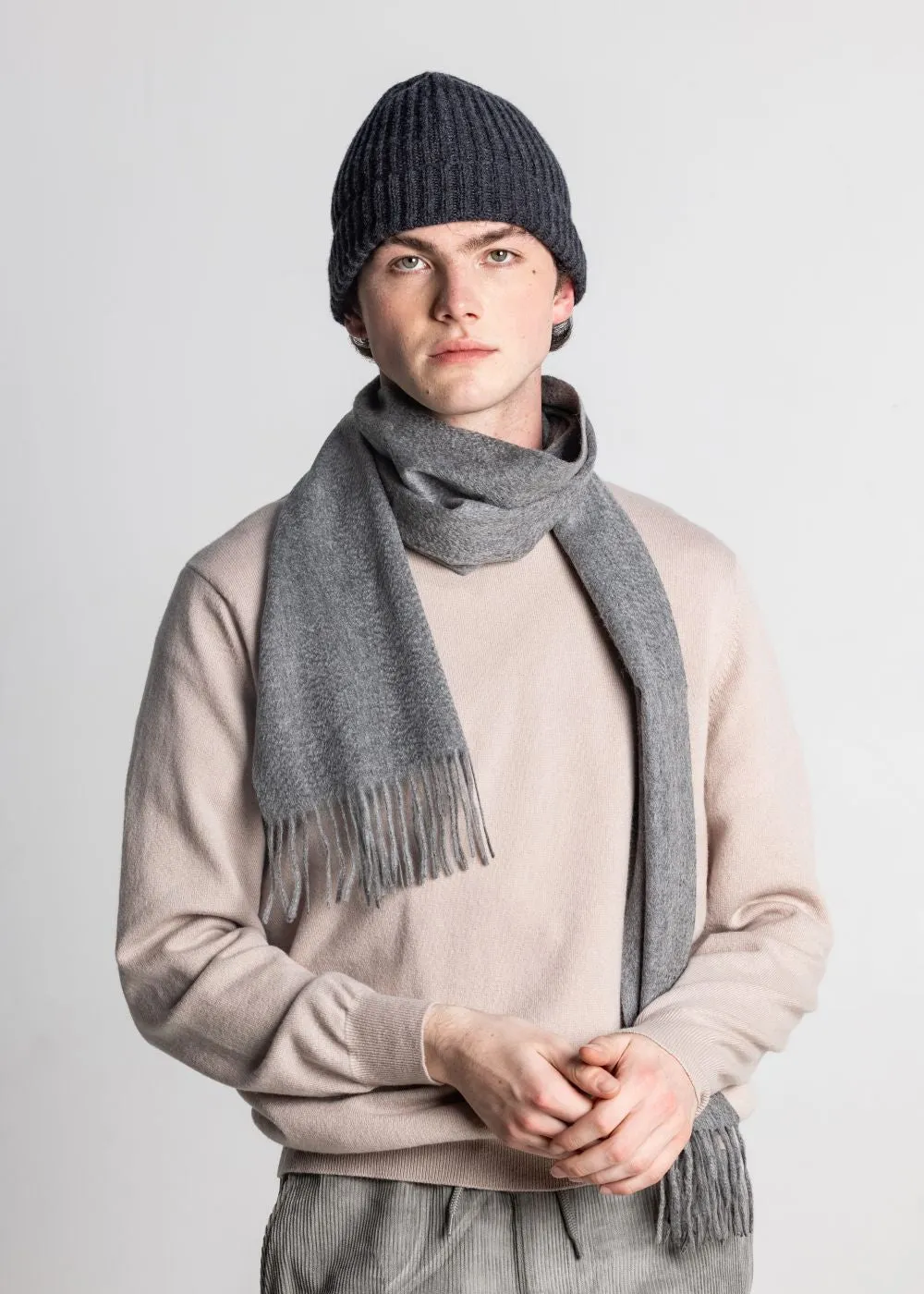 100% Unisex Cashmere Scarf - Grey