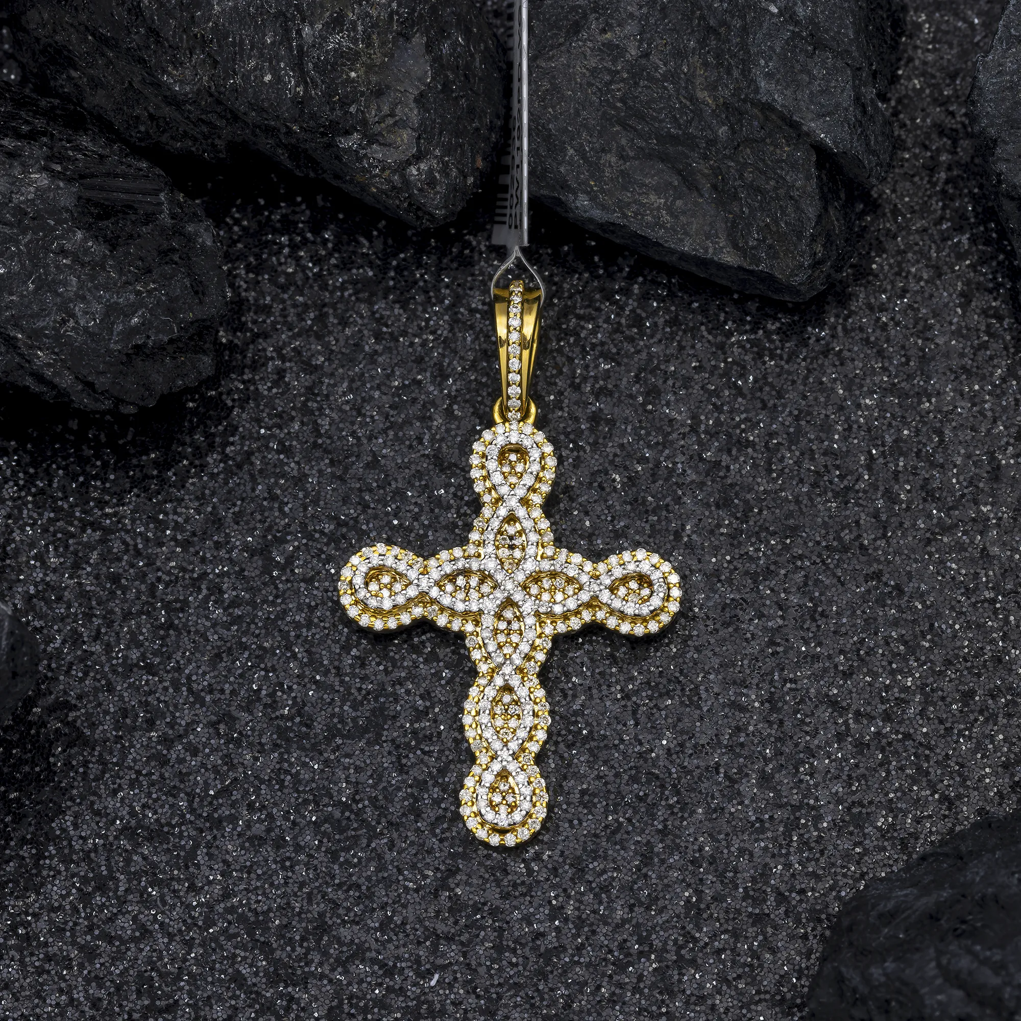 10K GOLD DIAMOND CROSS PENDANT 0.62 CT