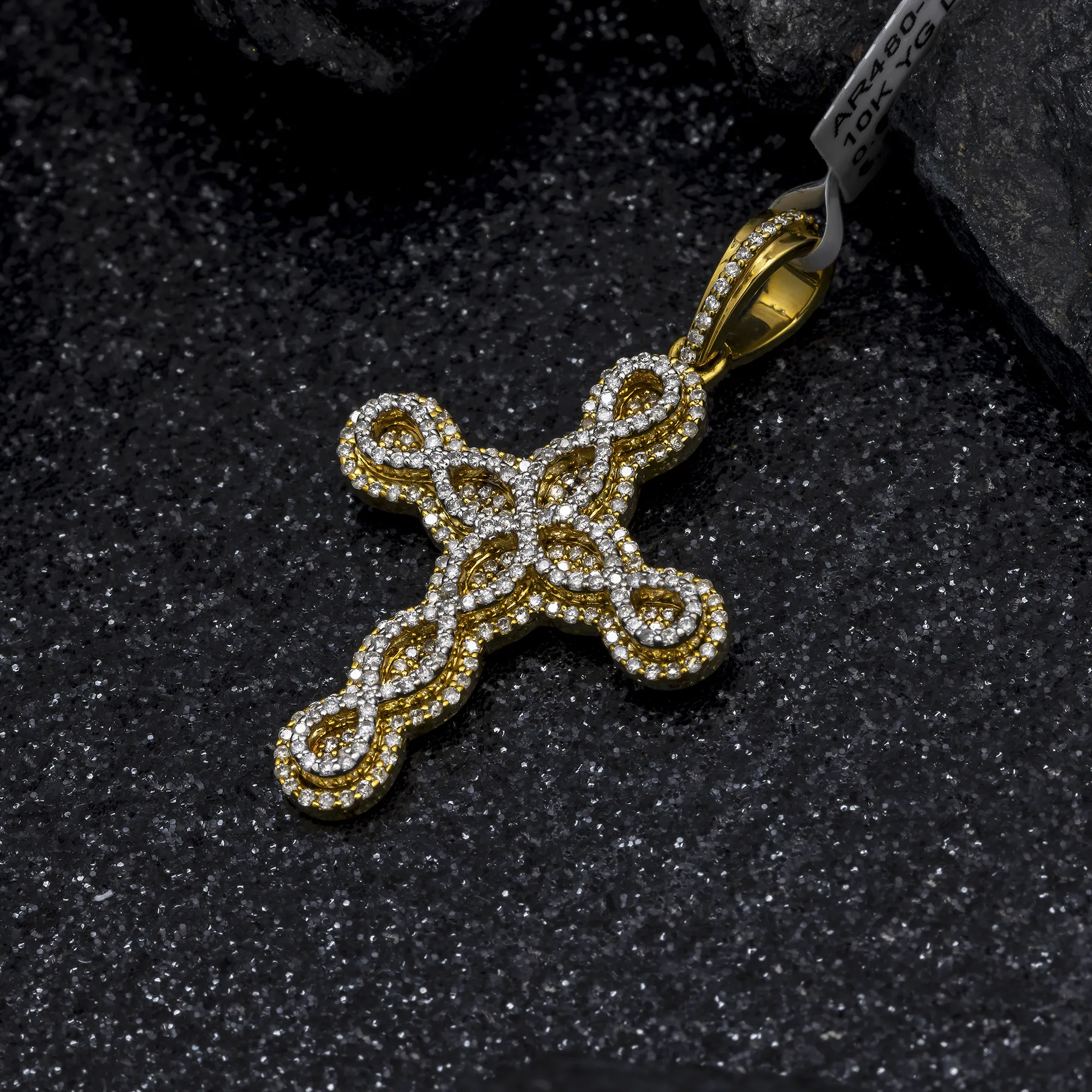 10K GOLD DIAMOND CROSS PENDANT 0.62 CT