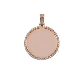 10K GOLD ROUND DIAMOND CIRCLE PICTURE PENDANT 1.20 CT