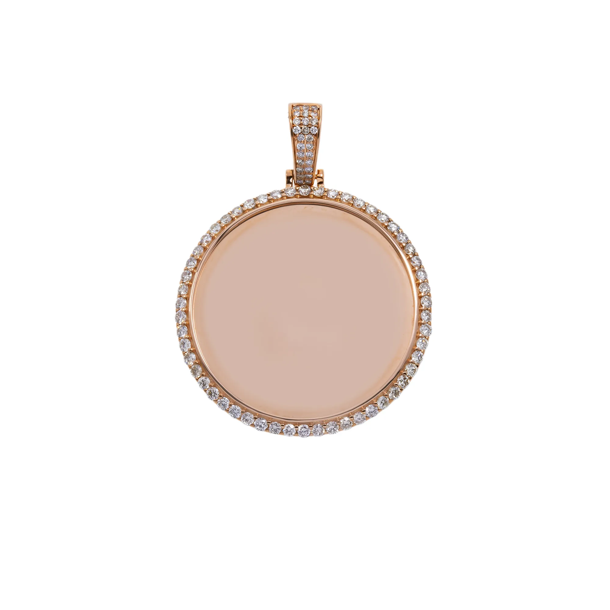 10K GOLD ROUND DIAMOND CIRCLE PICTURE PENDANT 1.20 CT