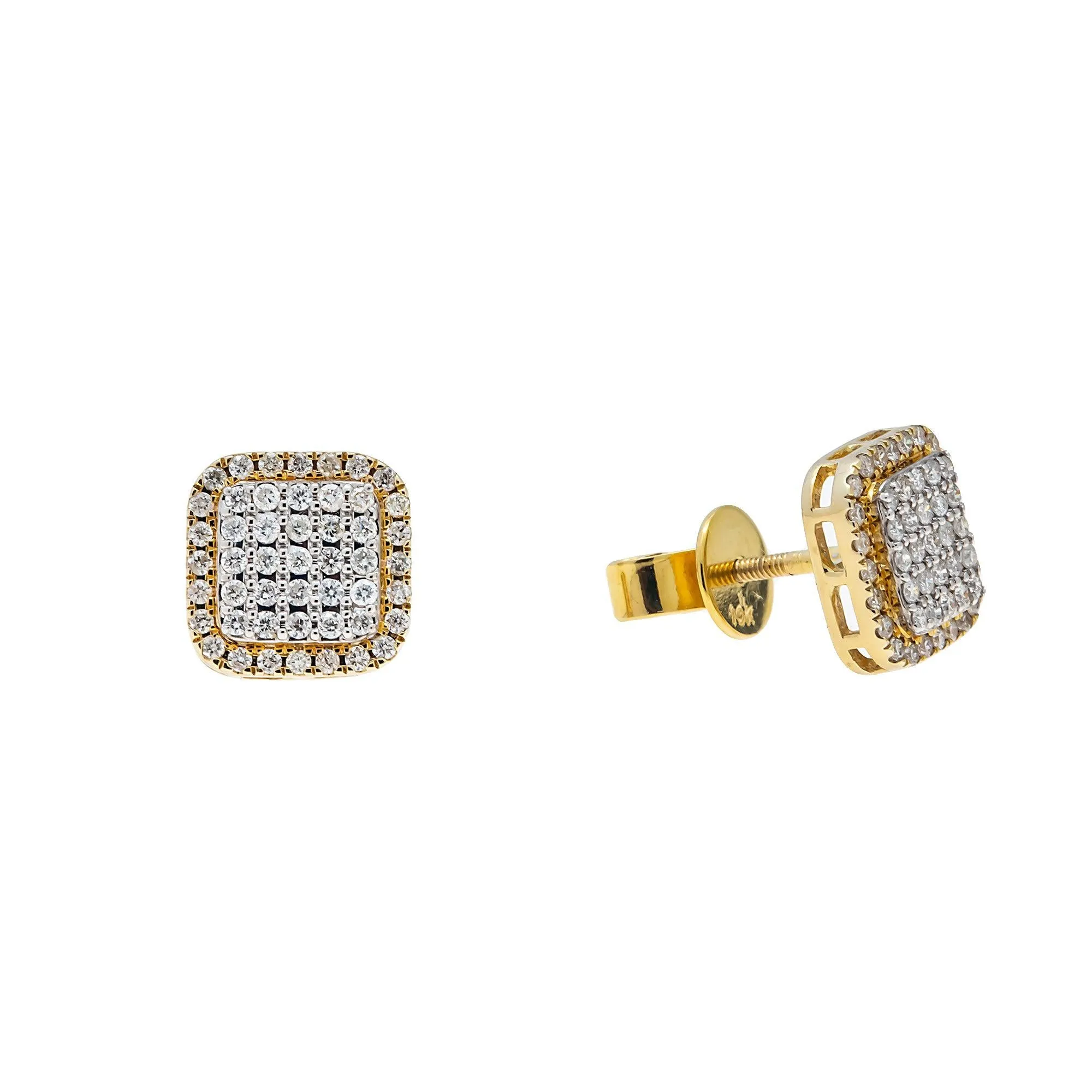 10K GOLD ROUND DIAMOND SQUARE EARRINGS 0.49 CTW