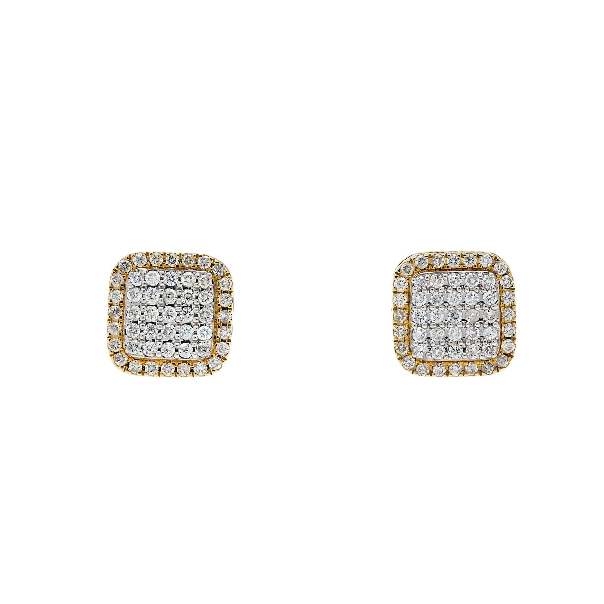 10K GOLD ROUND DIAMOND SQUARE EARRINGS 0.49 CTW