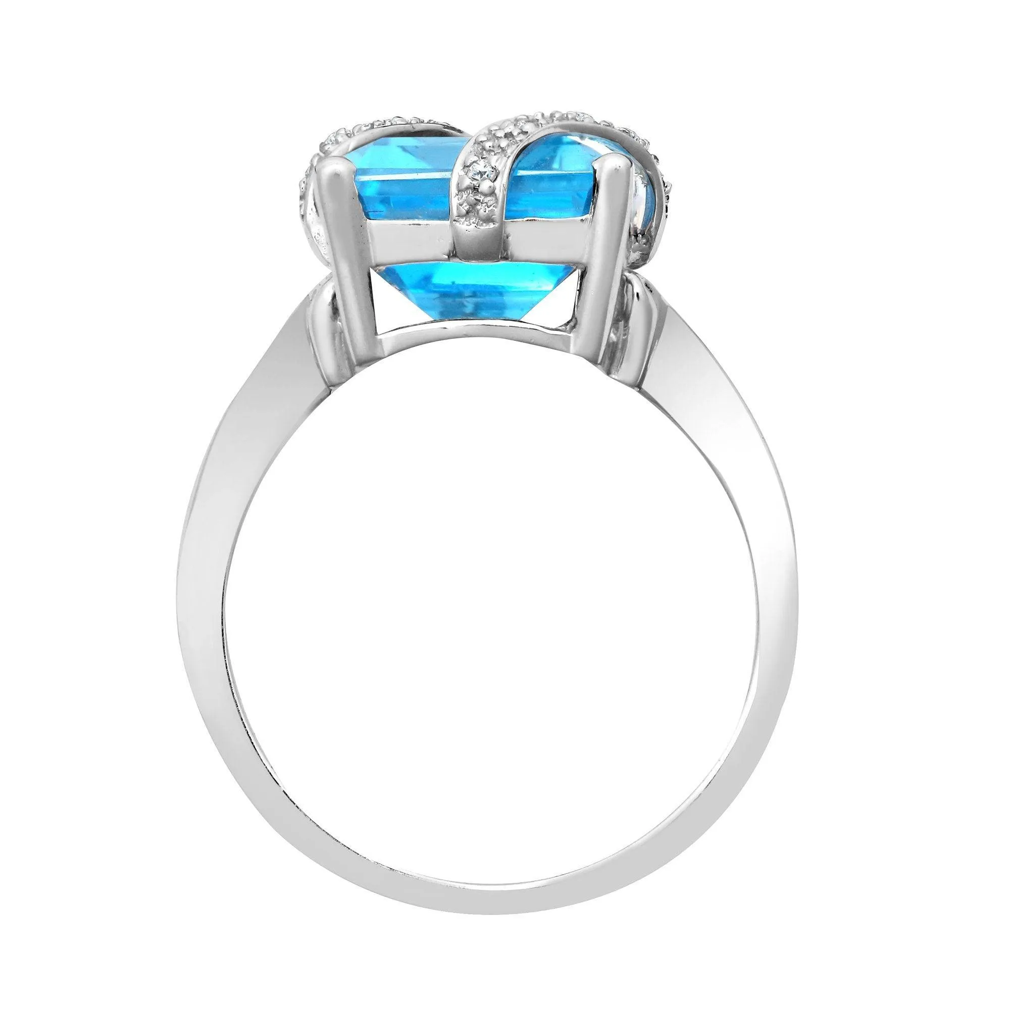 18ct White Gold Diamond And Blue Topaz Ring