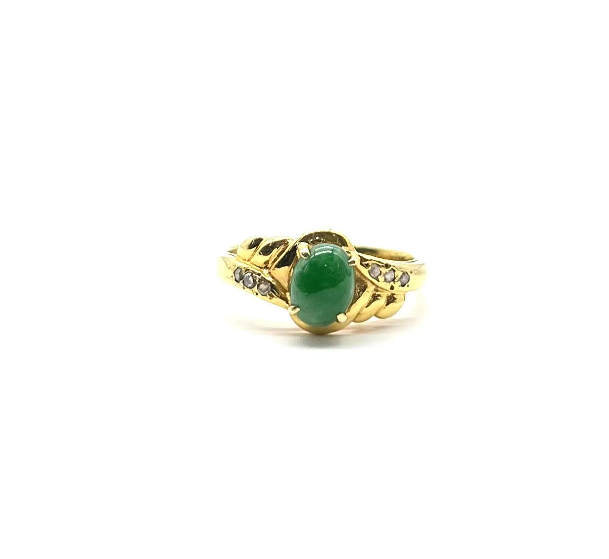 18k Jade and Diamond Ring