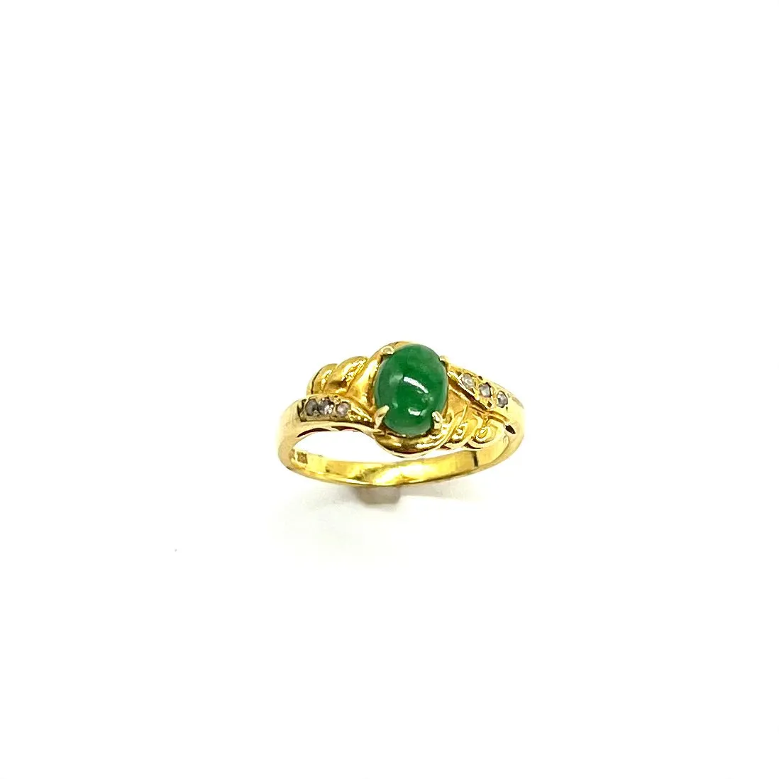 18k Jade and Diamond Ring