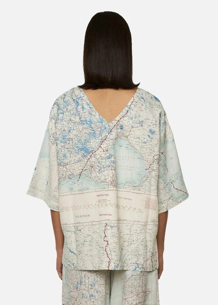 1950's SILK MAP TOP WHITE