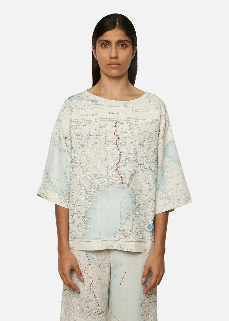 1950's SILK MAP TOP WHITE