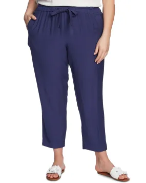 1.STATE Women's Trendy   Flat-Front Drawstring Ankle Pants Blue  2X | Blue