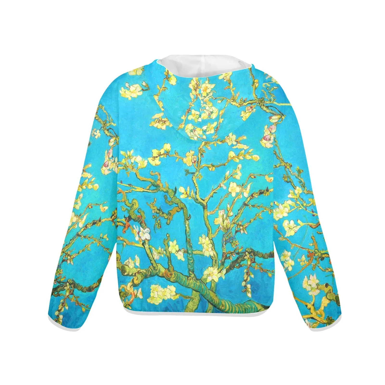 2 small blue almond art Women's Lightweight Sun Protection Hoodie (Model H62)