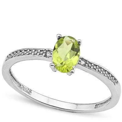 2/5 CARAT PERIDOT & GENUINE DIAMOND 925 STERLING SILVER RING