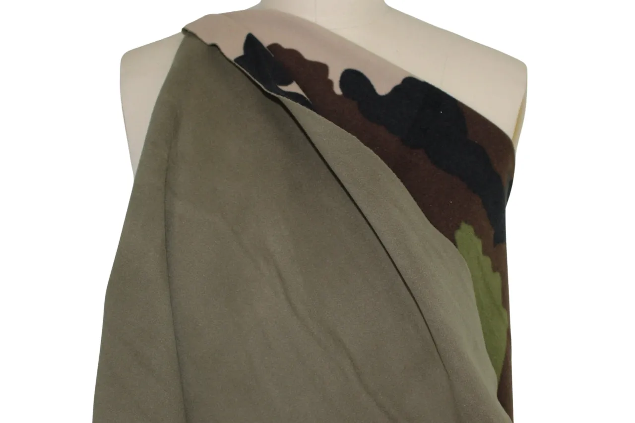 3 Yards of Haute Designer F-Word Double Cloth - Camo/Olive Drab