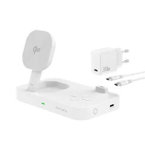 4smarts Qi2 Magnetisk Trådløs Oplader 15W - MagSafe Kompatibel - Hvid