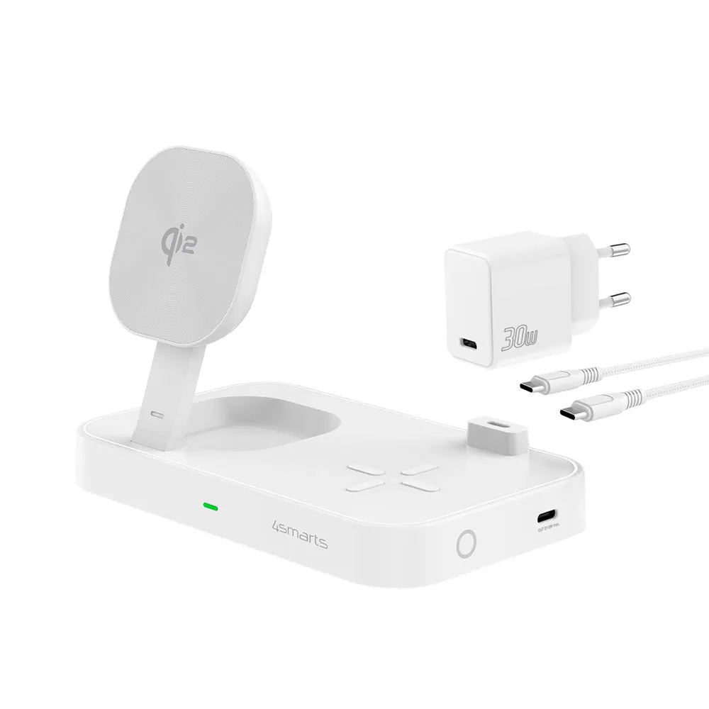 4smarts Qi2 Magnetisk Trådløs Oplader 15W - MagSafe Kompatibel - Hvid