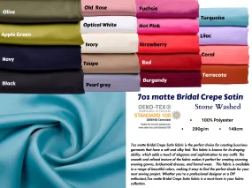 7oz matte Bridal Crepe Satin Fabric