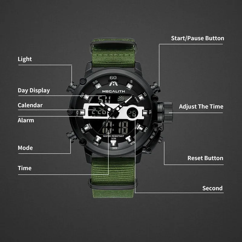 8051M | Analog Digital  Men Watch | Nylon Band