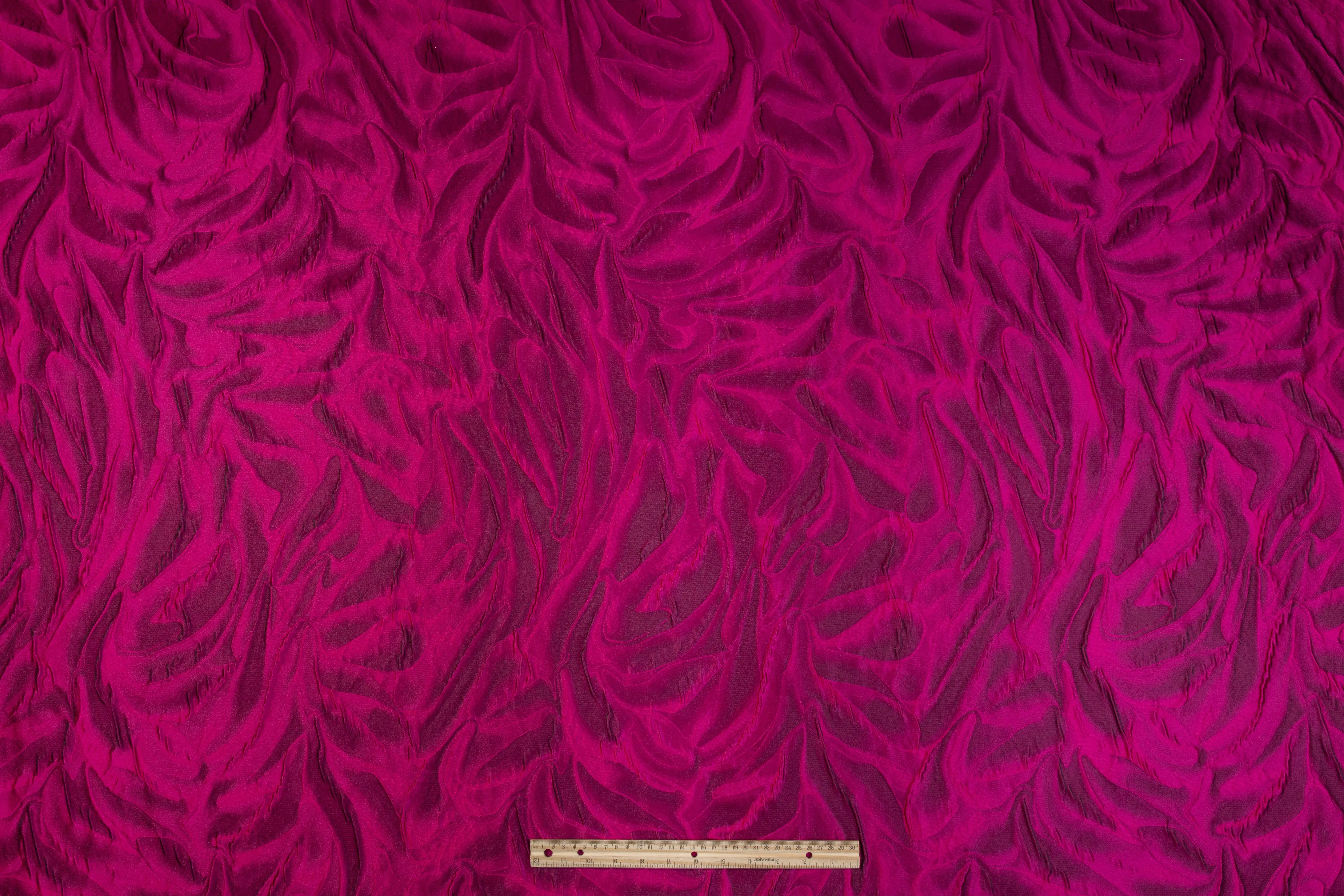 Abstract Italian Cloqué Brocade - Magenta