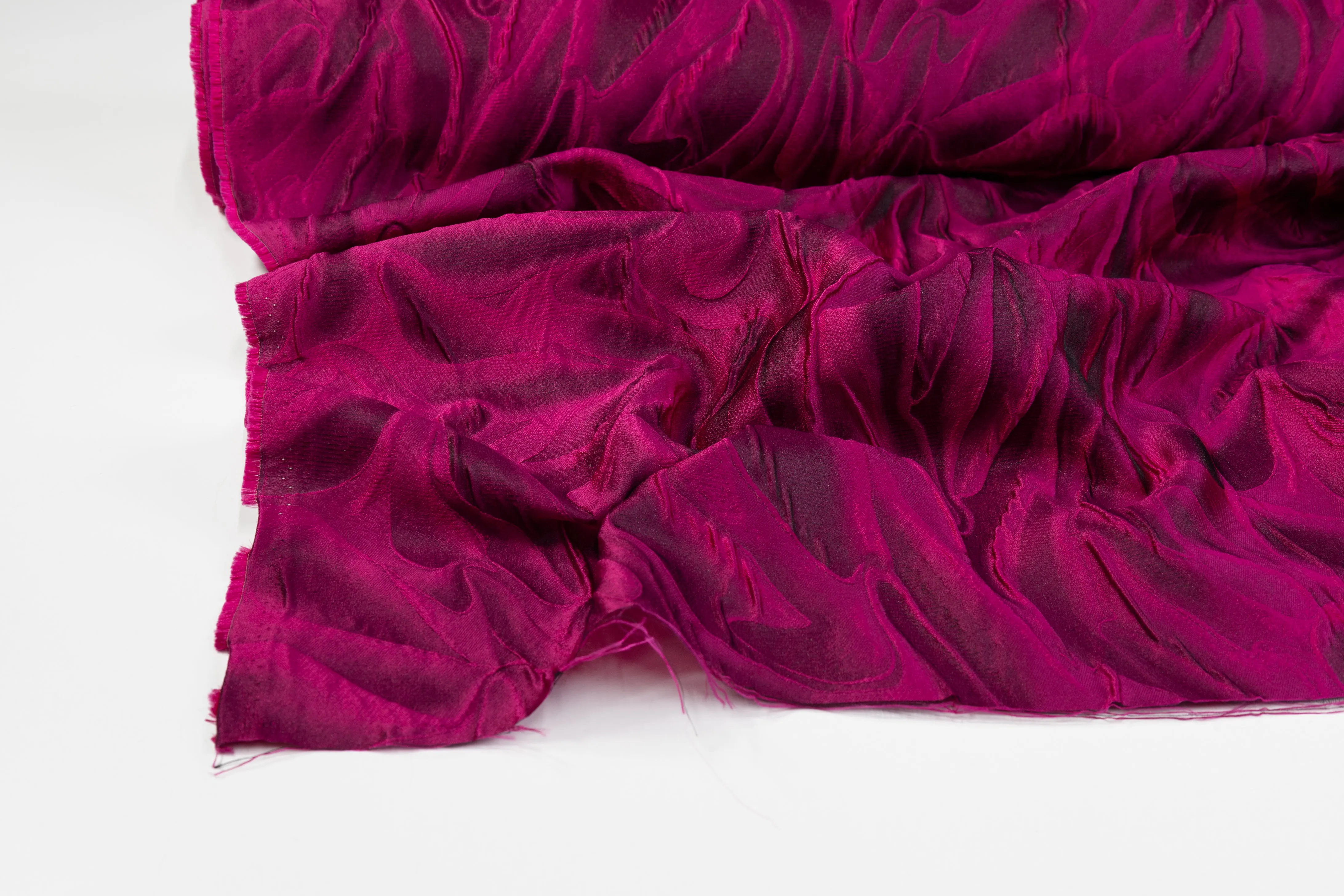 Abstract Italian Cloqué Brocade - Magenta