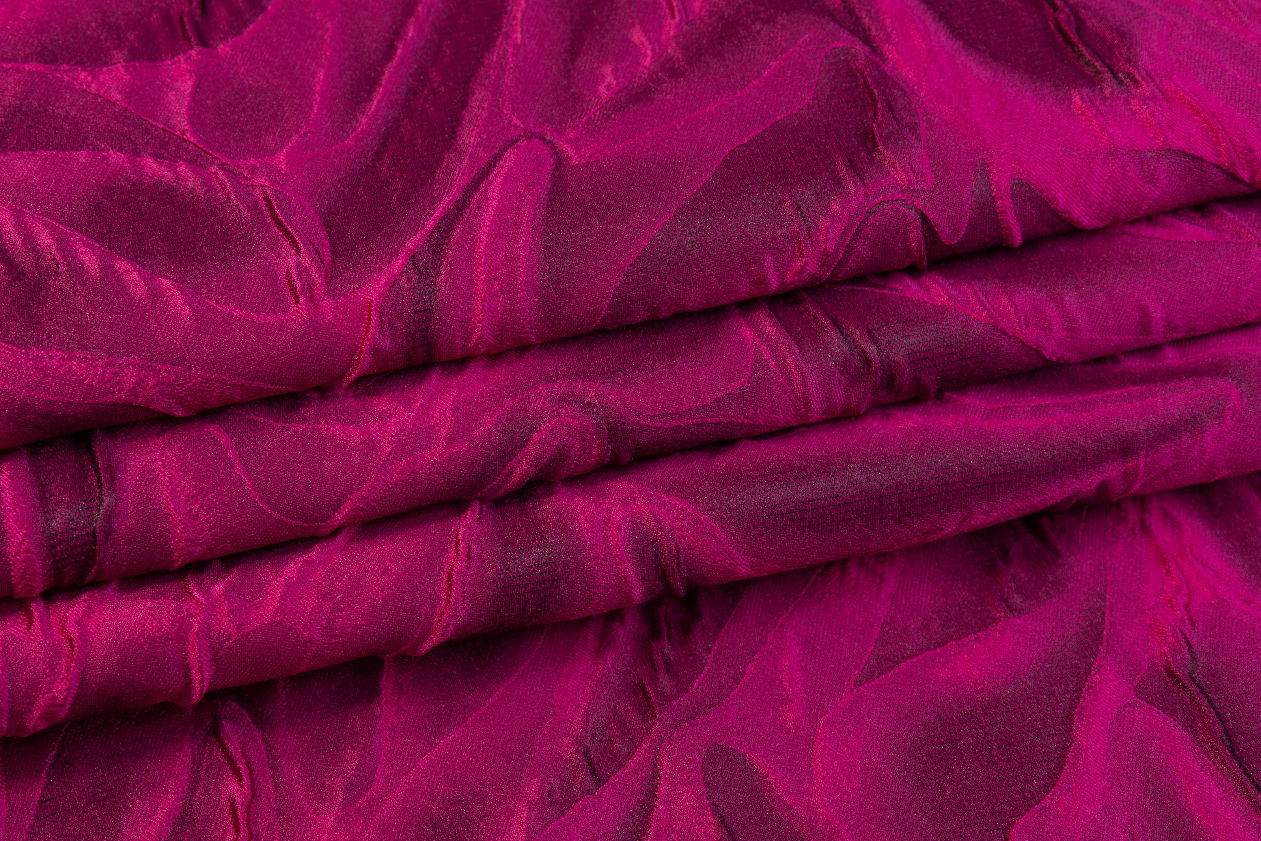 Abstract Italian Cloqué Brocade - Magenta