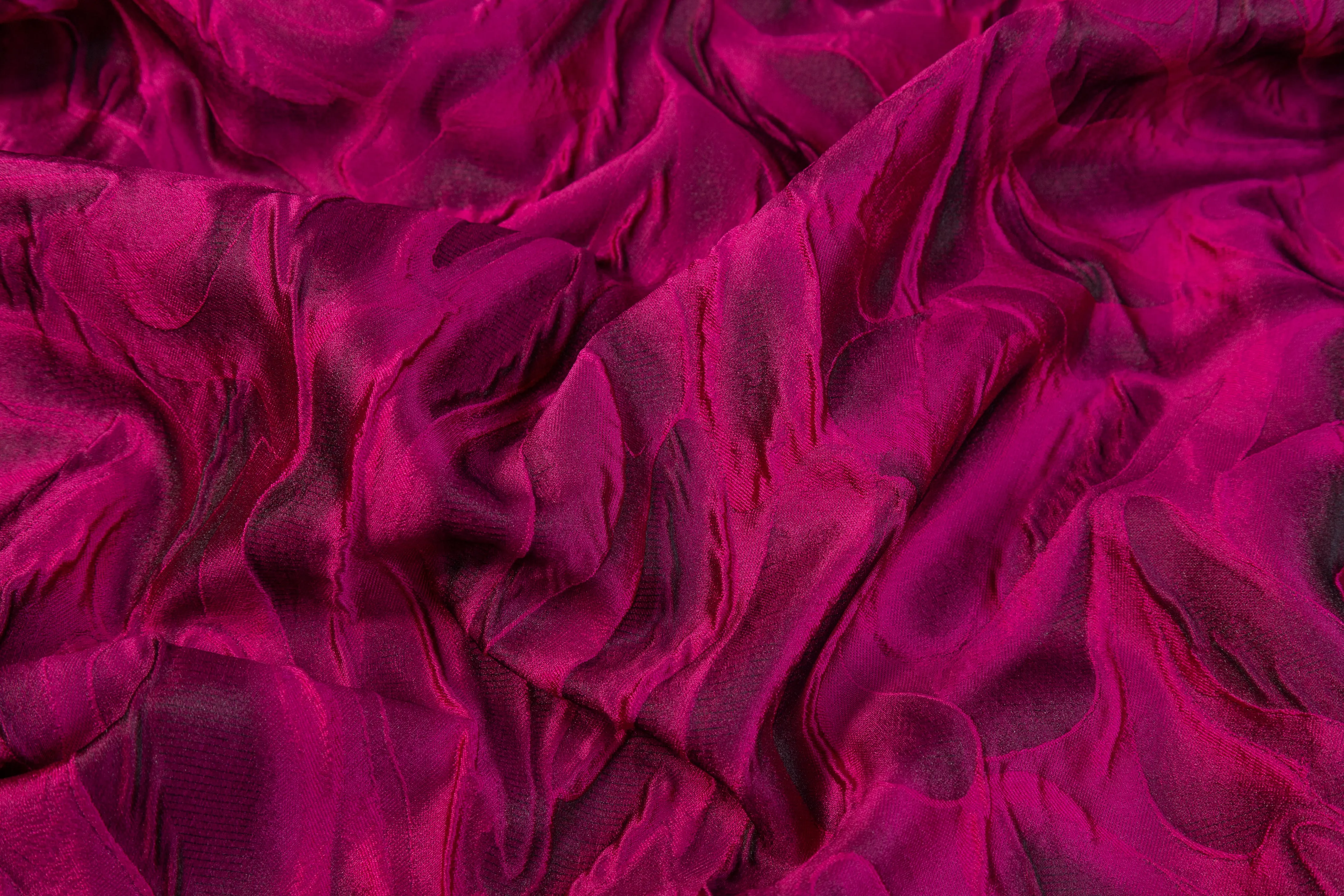 Abstract Italian Cloqué Brocade - Magenta