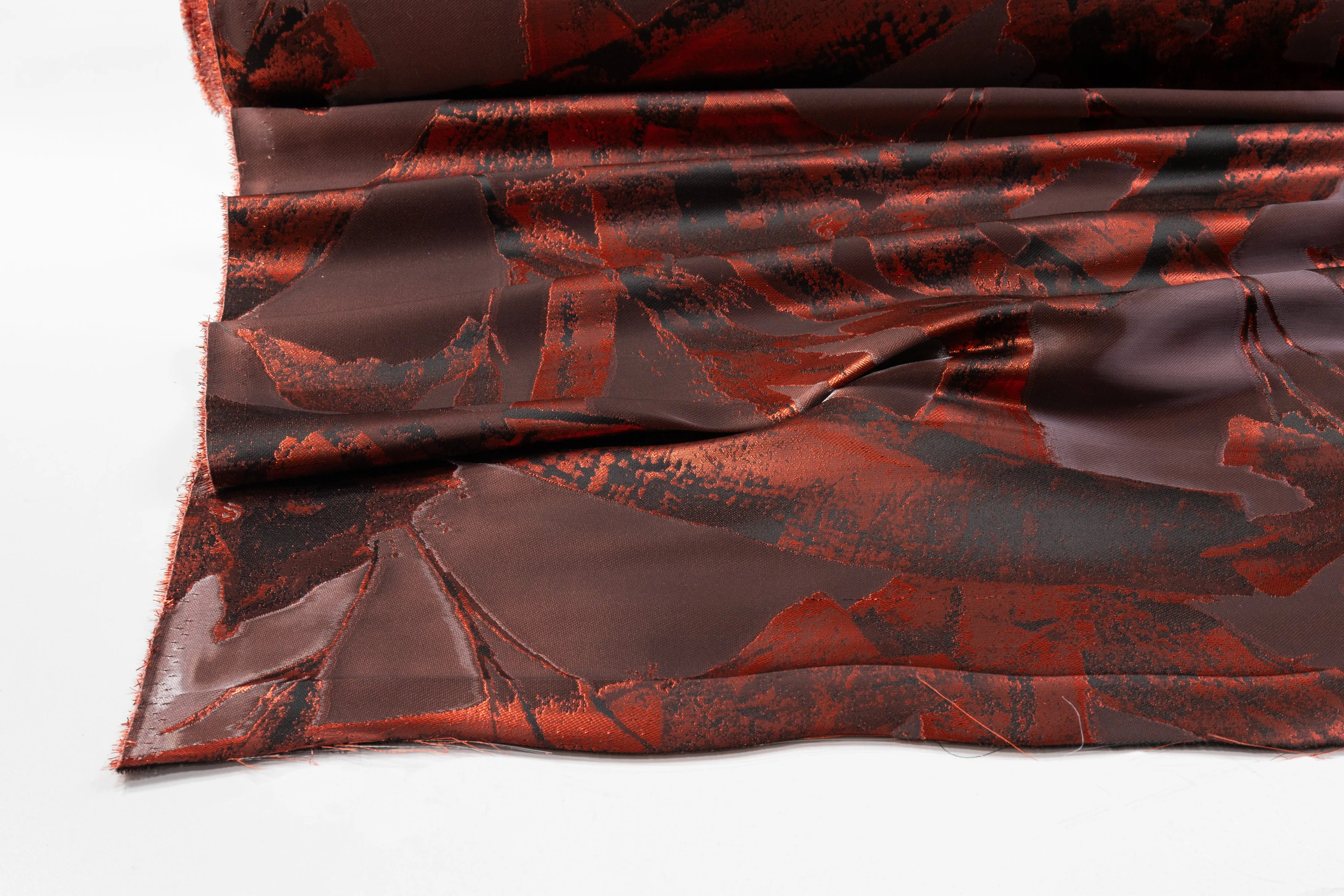 Abstract Italian Liquid Look Brocade - Orange / Black