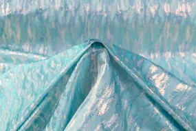 Abstract Metallic French Brocade - Aqua