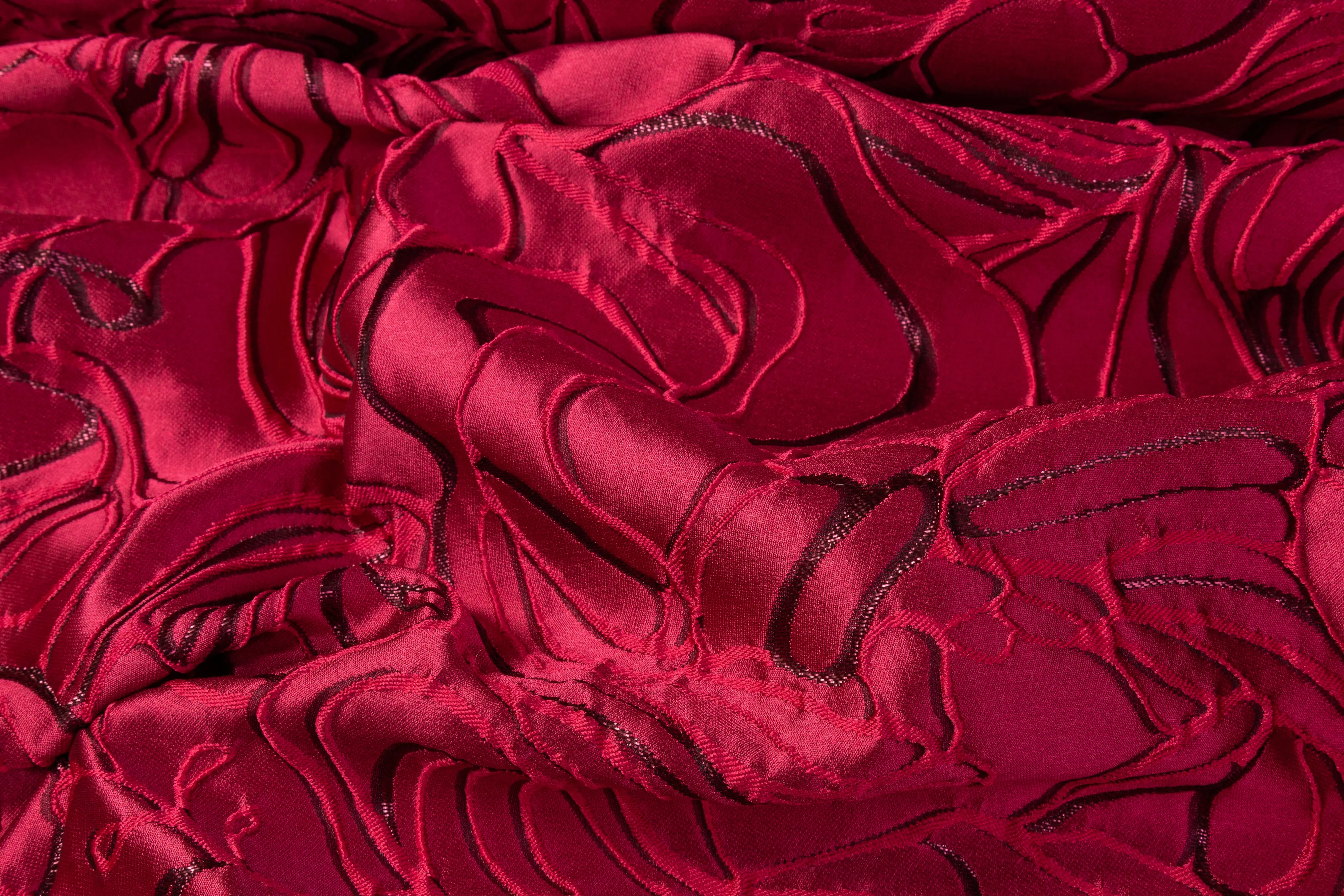 Abstract Metallic Italian Silk Blend Cloqué - Magenta