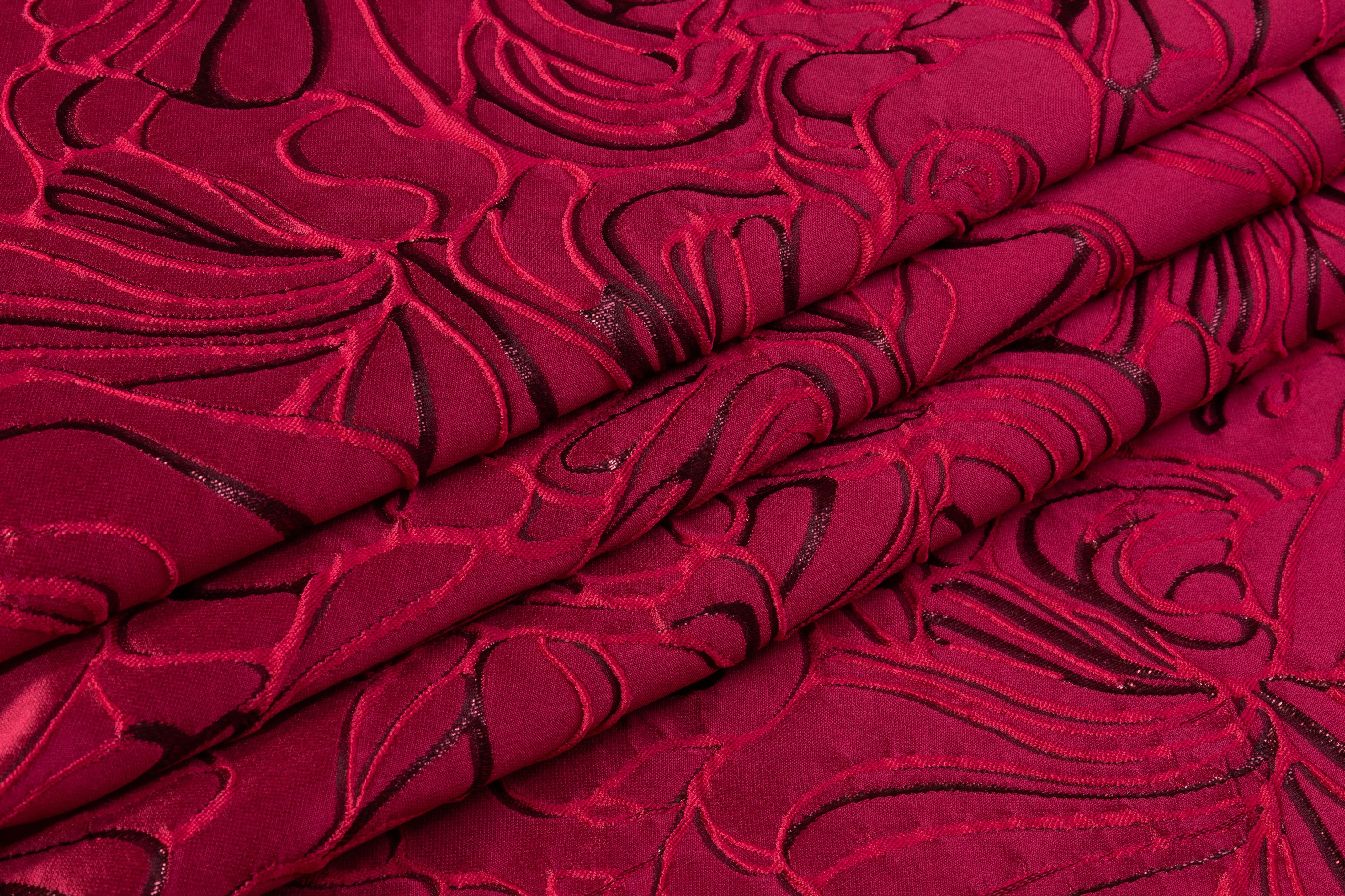 Abstract Metallic Italian Silk Blend Cloqué - Magenta