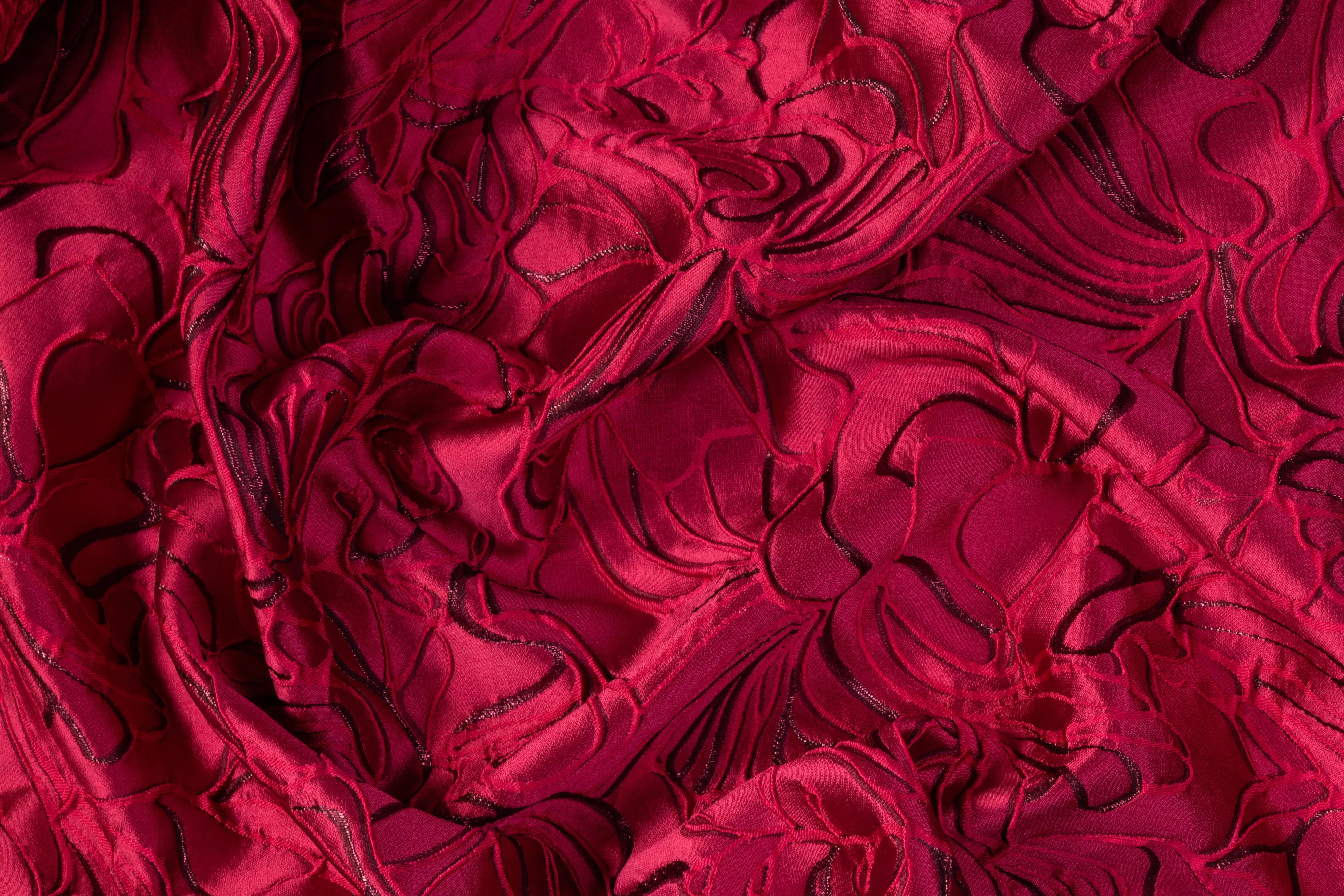 Abstract Metallic Italian Silk Blend Cloqué - Magenta