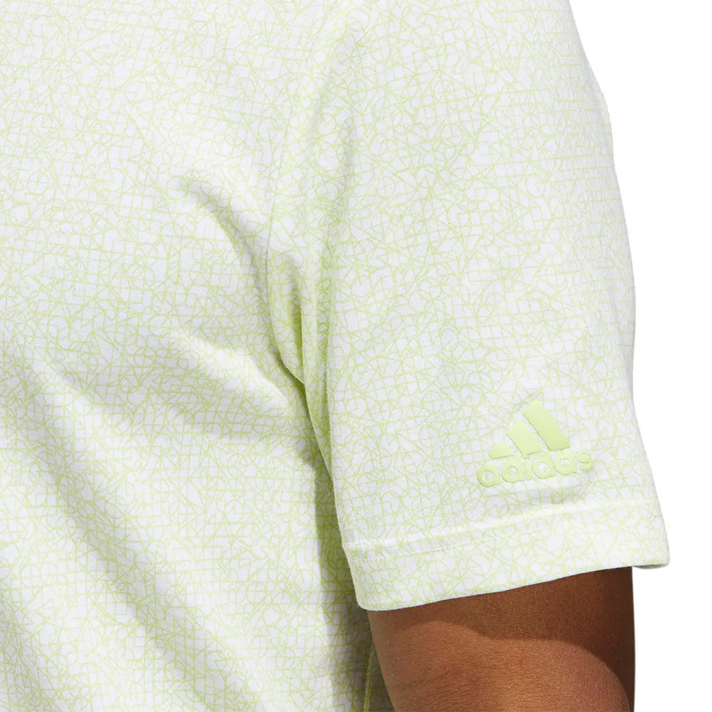 adidas Prime Abstract Print Polo Shirt - White/Pulse Lime