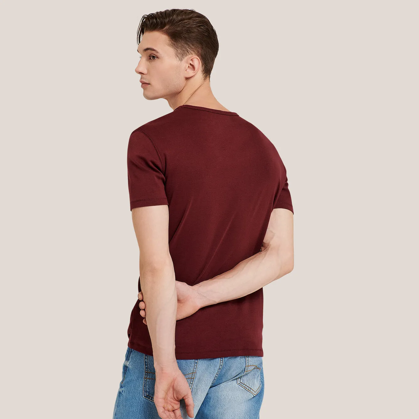 AL - Men 'Burgundy' Basic Plain Cotton T-Shirt AL788