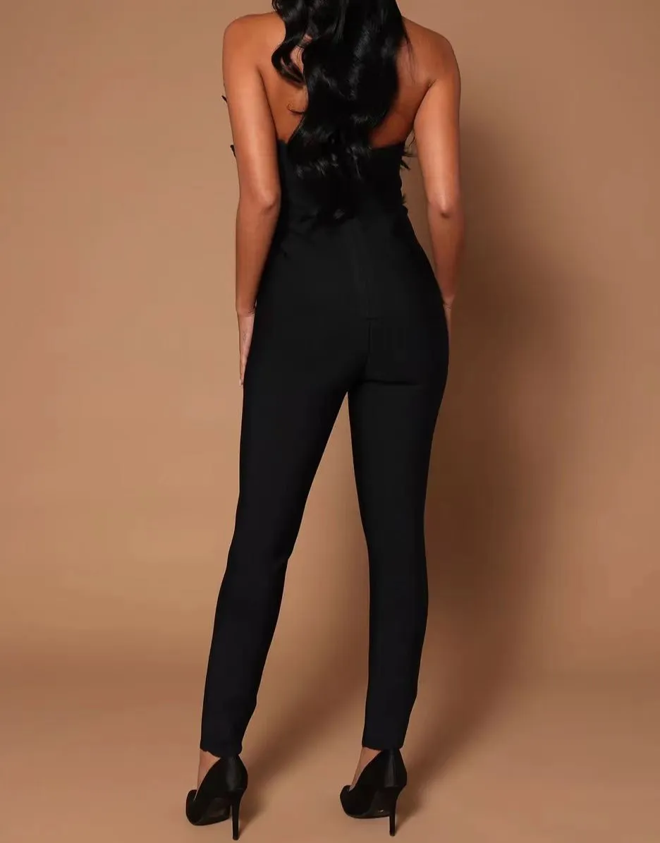 ALDA Feathers Bandage Jumpsuit