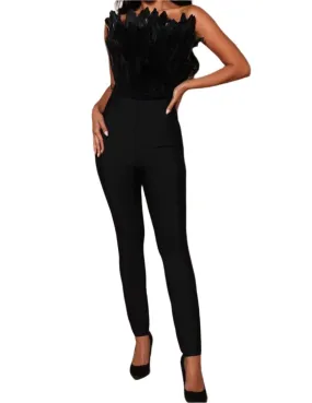 ALDA Feathers Bandage Jumpsuit