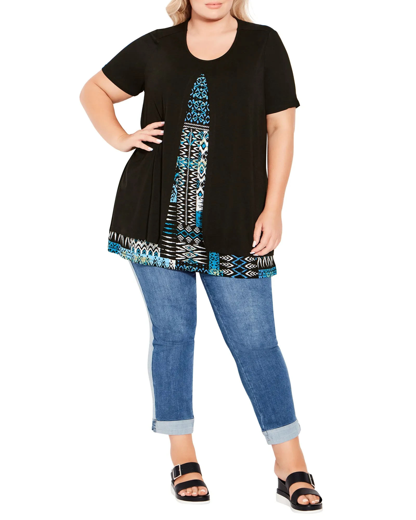 Alexia Overlay Tunic | Black / Light Blue