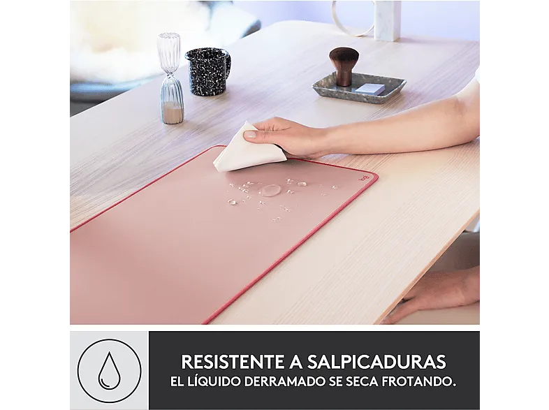 Alfombrilla para teclado y ratón - Logitech Desk Mat Studio Series, Nylon/ Poliéster, Rosa