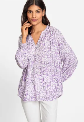 All-Over Lilac Print Blouse