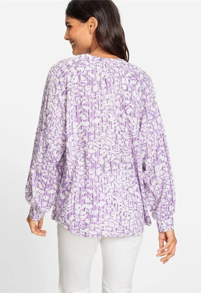 All-Over Lilac Print Blouse