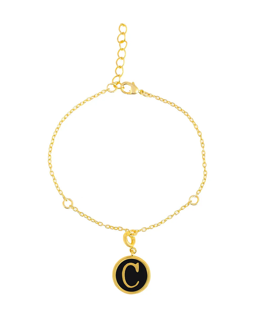 Alphabet C Black Enamel Charm - Voylla