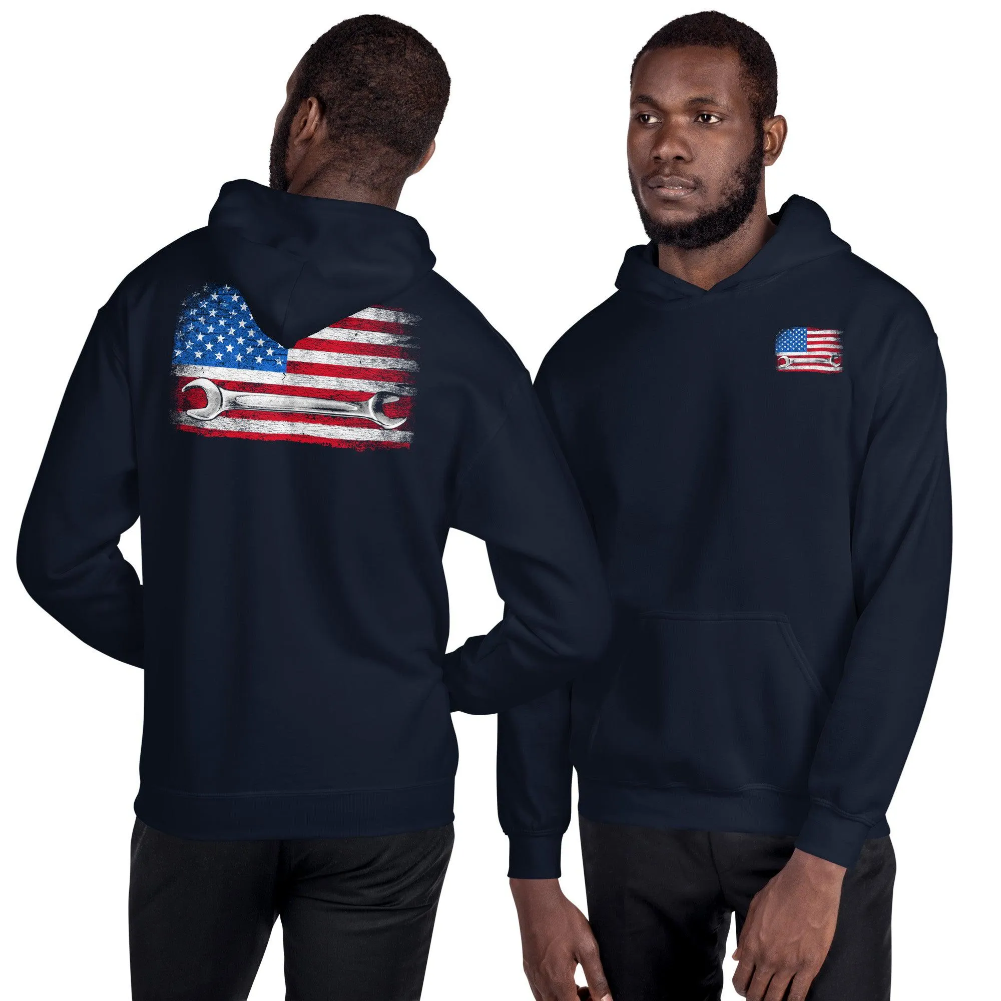 American Flag Mechanic Hoodie Sweatshirt