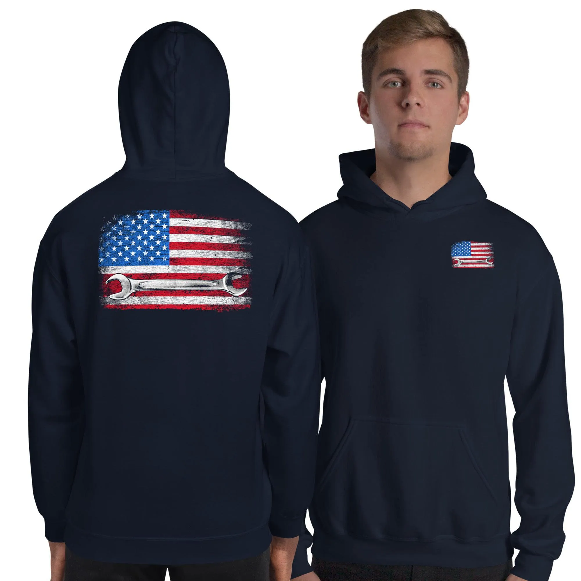 American Flag Mechanic Hoodie Sweatshirt