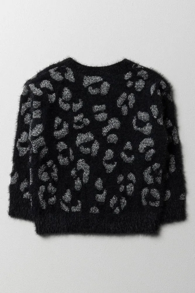 Animal Fluffy Crew Neck Jersey Black