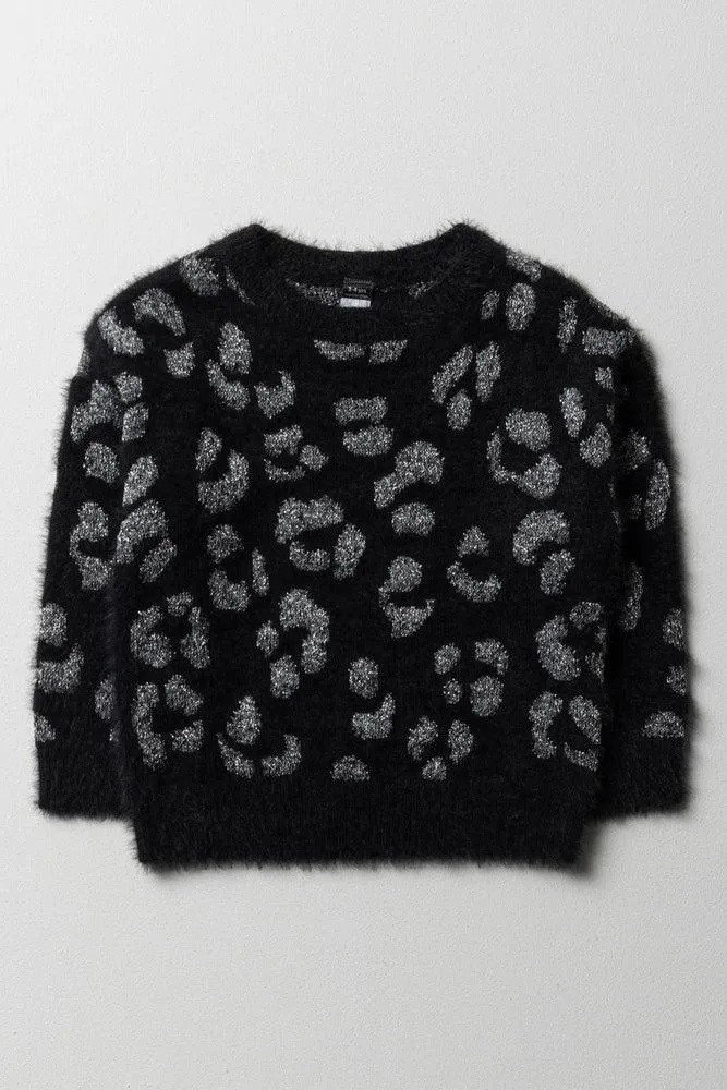 Animal Fluffy Crew Neck Jersey Black