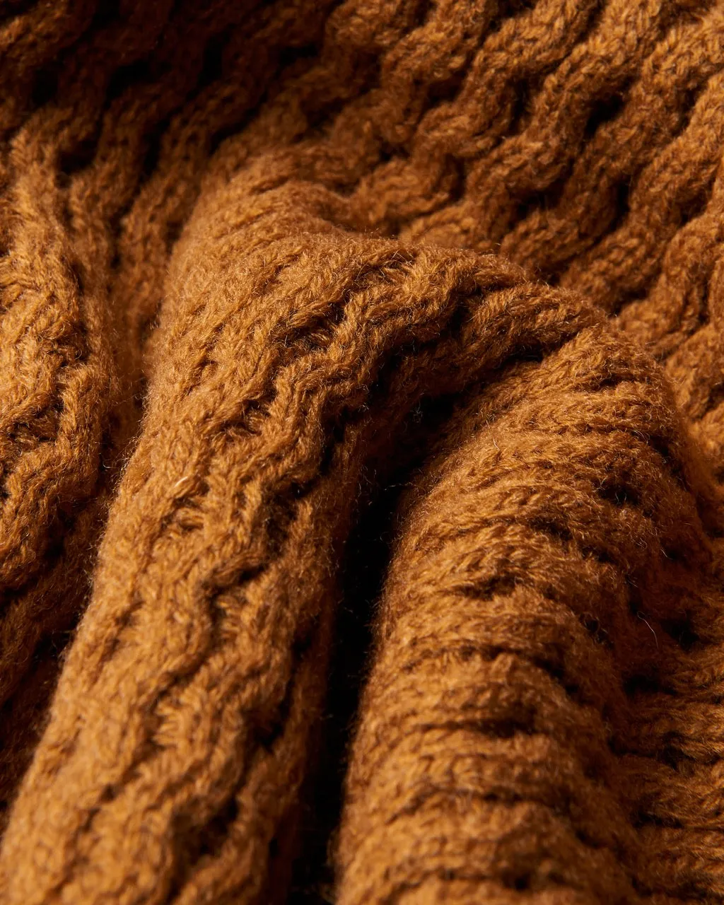 Aran Knit Crewneck Sweater - Ginger