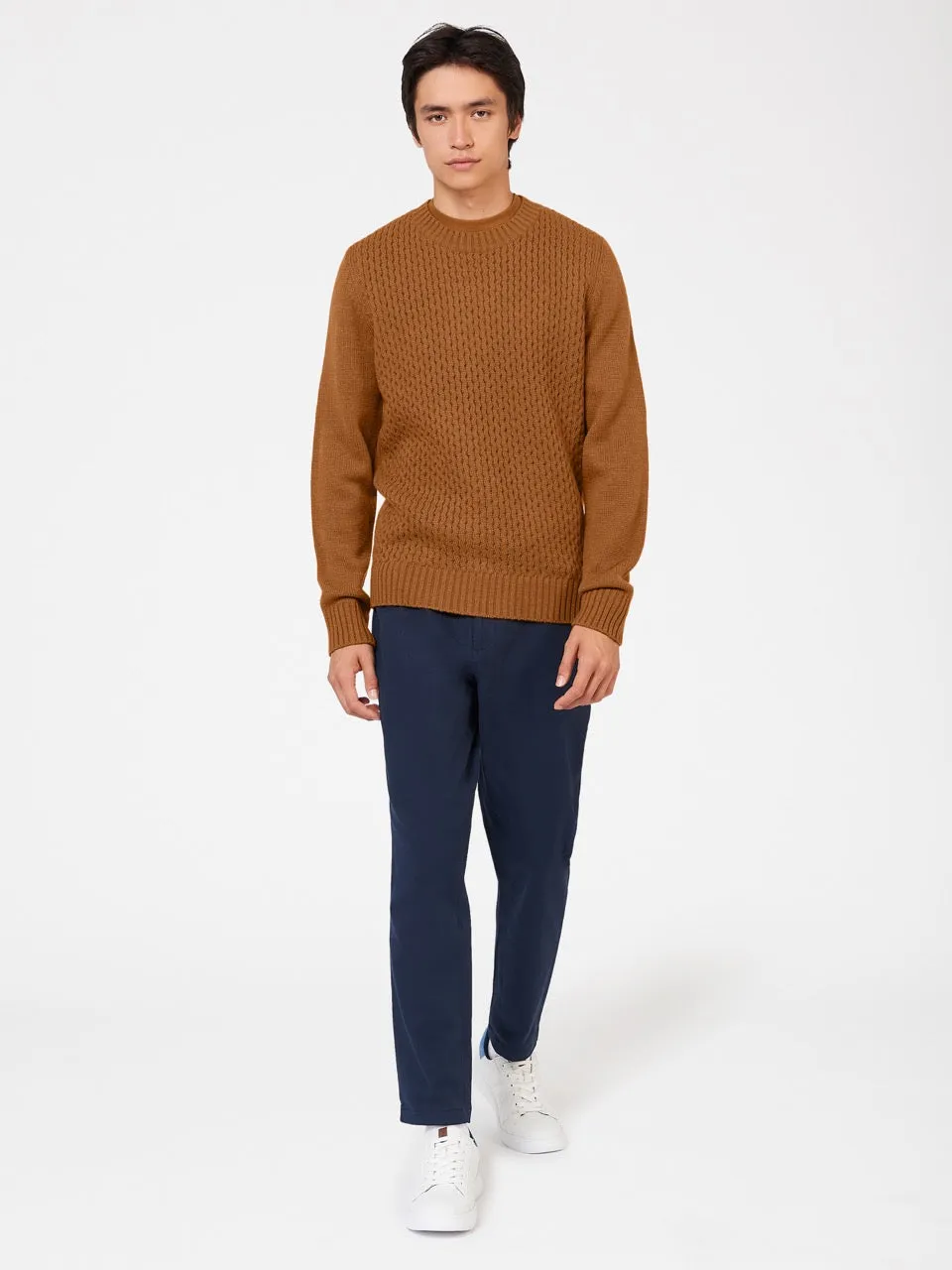 Aran Knit Crewneck Sweater - Ginger